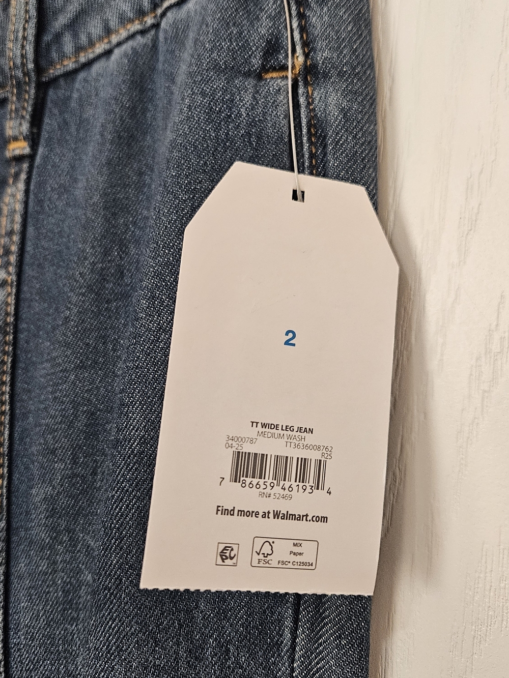 Time and Tru Wide Leg Jeans – Size 2 – New With Tags - Picture 7 of 12